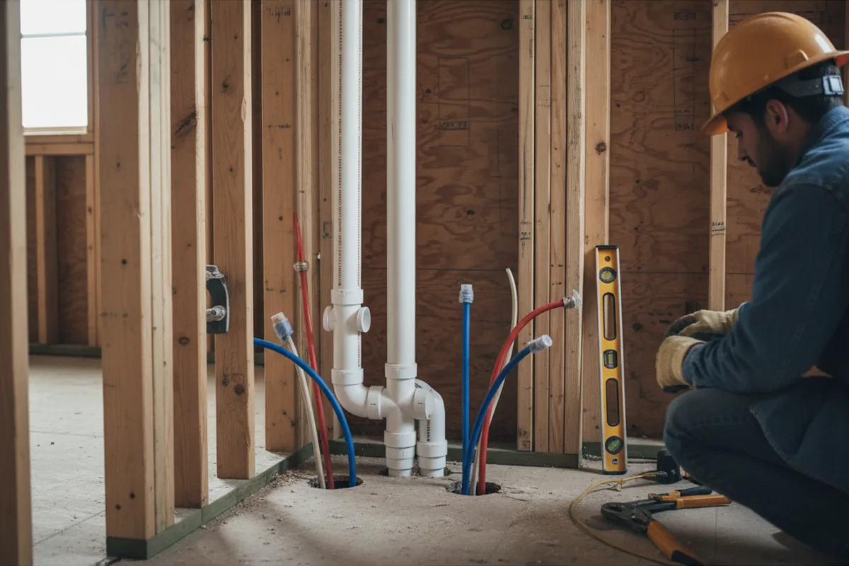 Drain and supply rough-in during Drain Cleaning in Loda